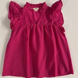 Umgee Pink Textured Babydoll Ruffled Sleeve Blouse Women’s Medium EUC